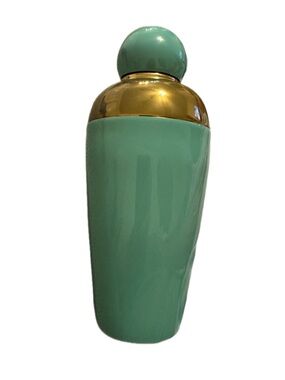 Mint Ceramic Cocktail Shaker with Gold Accent